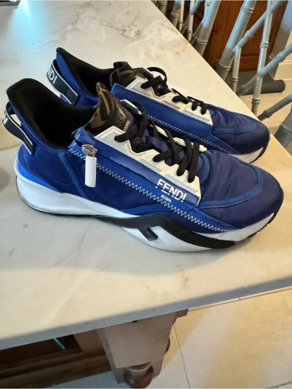 Fendi Men’s Royal Blue and Black Low-Top Sneakers